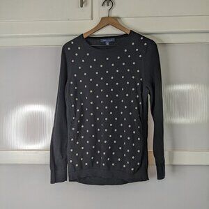 Tommy Hilfiger Sweater Black White Embroidered Polka Dots Size Large